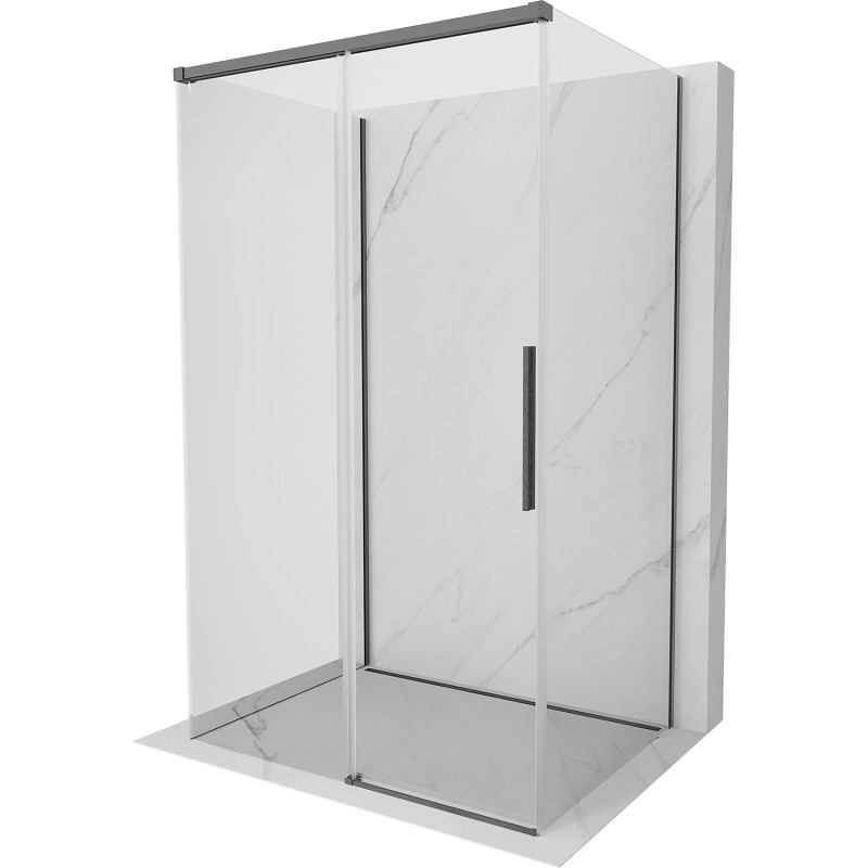 Mexen Rox-3S душ кабина 3-стенна плъзгаща се 160 x 70 см, прозрачна, четка gun gray -