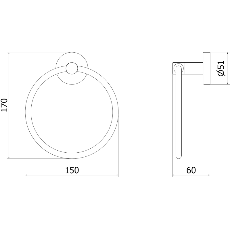 Mexen Remo закачалка за кърпи, черна - 7050732-70