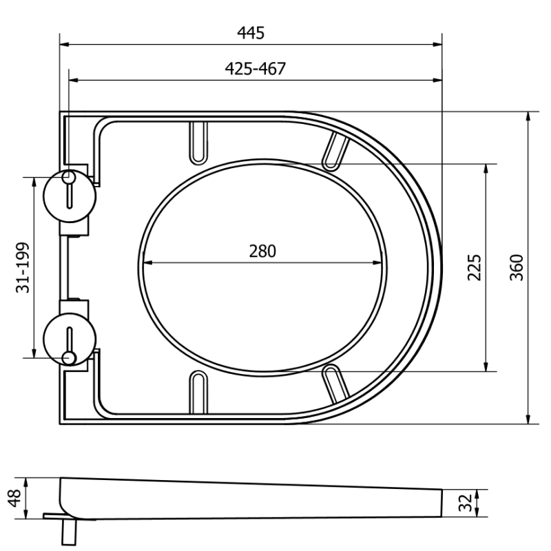 Mexen твърда, плавно спускаща се дъска, дуропласт, бял гланц - 39020100
