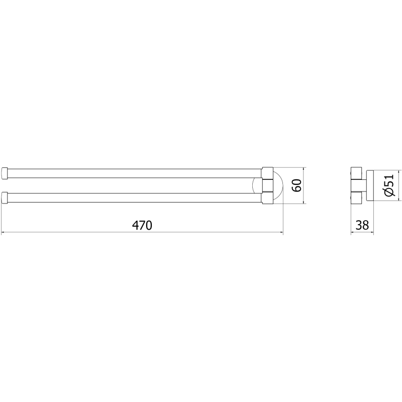 Mexen Remo двойна въртяща се закачалка за кърпи, черна - 70507255-70