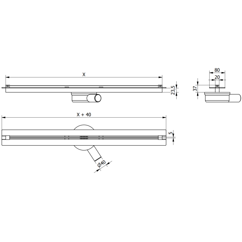 Mexen Flat 360° Slim Плосък 360° Супер Тънък въртящ се линеен отвод 130 см, черен