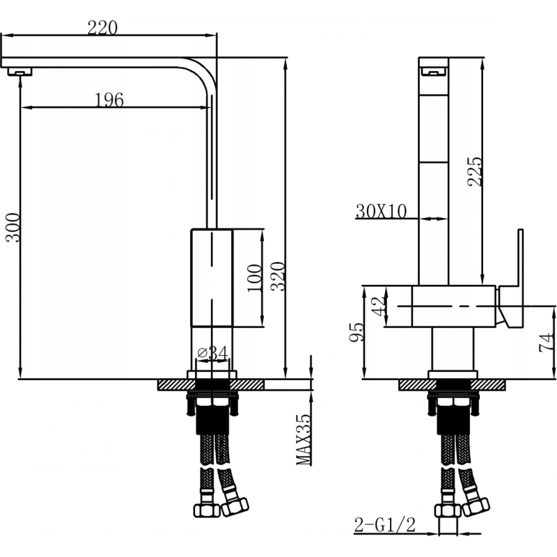 Mexen Liv кухненски смесител, инокс - 672100-99