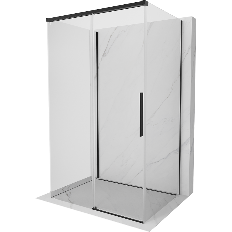 Mexen Rox-3S тристенна плъзгаща се душ кабина 135 x 85 cm, прозрачна, черна - 8C2-135-085-70-00-3S