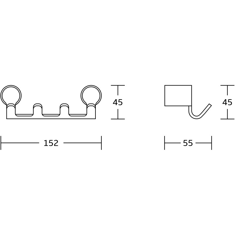 Mexen Base четворна кука за кърпи, черна - 70882354-70