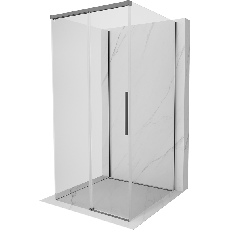 Mexen Rox-3S триизмерна плъзгаща се душ кабина 90 x 90 см, прозрачна, оръжеен метал - 8C2-090-090-95-00-3S