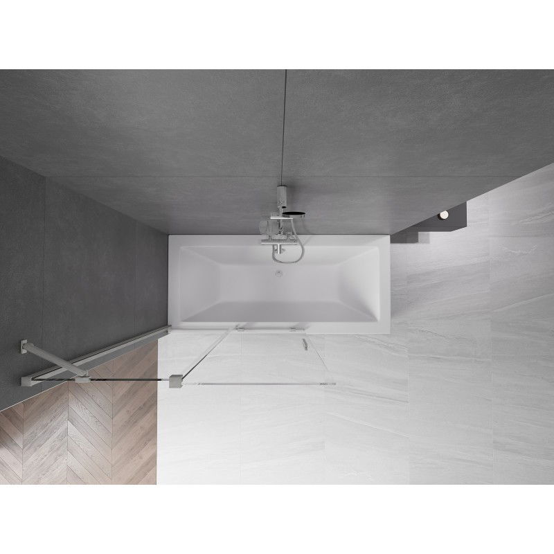 Mexen Velar двукрилен плъзгащ се параван за вана 110 x 150 см, прозрачен, четкан никел - 896-110-000-01-97