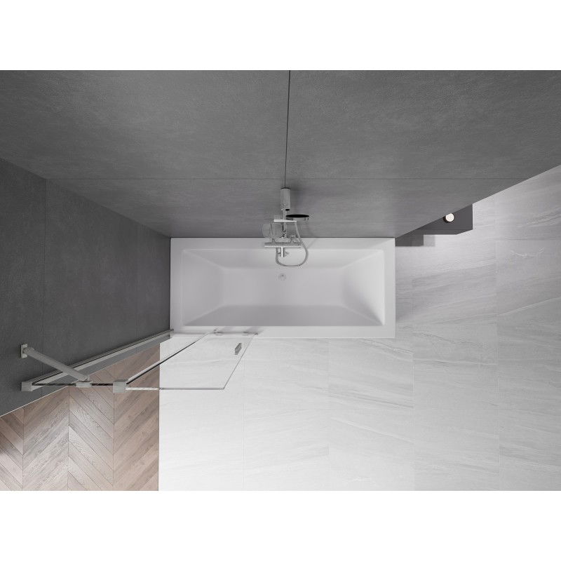 Mexen Velar разтегателен 2-крилен параван за вана 70 x 150 cm, прозрачен, четкан никел - 896-070-000-01-97