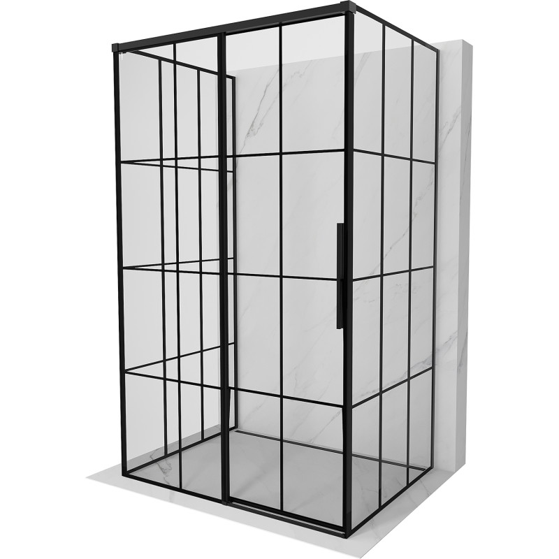 Mexen Rox-3S 3-стенна плъзгаща се лява душ кабина 115 x 95 см, черна решетка,
