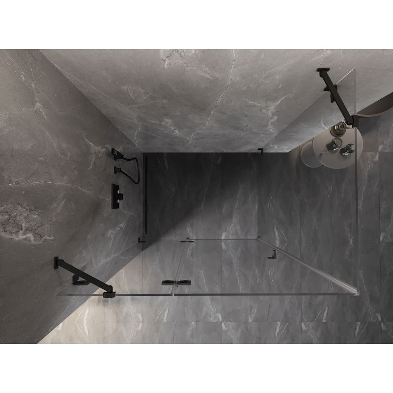 Mexen Lunar лявa отваряема душ кабина 70 x 90 см, прозрачна, черна - 834-070-090-70-00-L