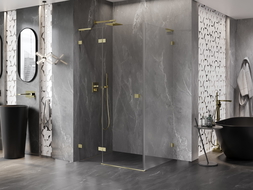 Mexen Lunar L лява душ кабина 80 x 90 см, прозрачна, златиста четка - 834L-080-090-55-00-L