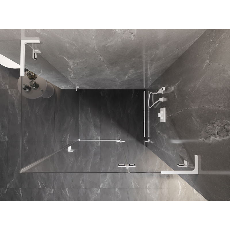 Mexen Lunar L душ кабина с врата на панта вдясно 85 x 90 см, прозрачна, бяла - 834L-085-090-20-00-P