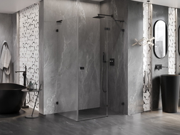 Mexen Lunar L дясна душ кабина с отваряща се врата 70 x 90 cm, прозрачна, черна - 834L-070-090-70-00-P