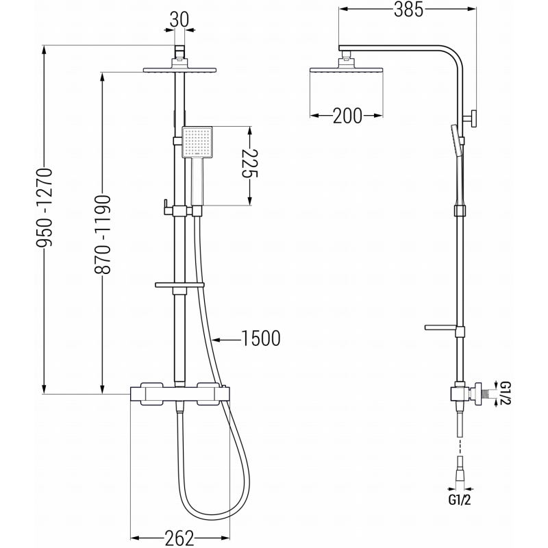 Mexen CQ45 външен душ комплект с тропически душ и термостатичен смесител, хром - 772504595-00