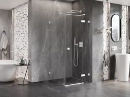 Mexen Lunar T душ кабина с врата на панти, дясна 90 x 90 см, прозрачна, бяла - 834T-090-090-20-00-P