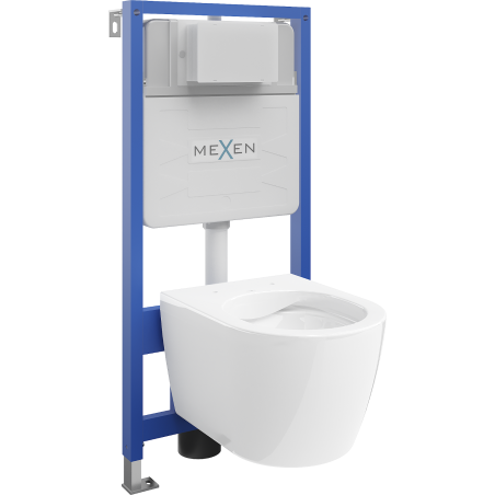 Mexen комплект за вграждане WC рама Fenix Slim с тоалетна чиния Carmen, бял гланц - 6103388XX00
