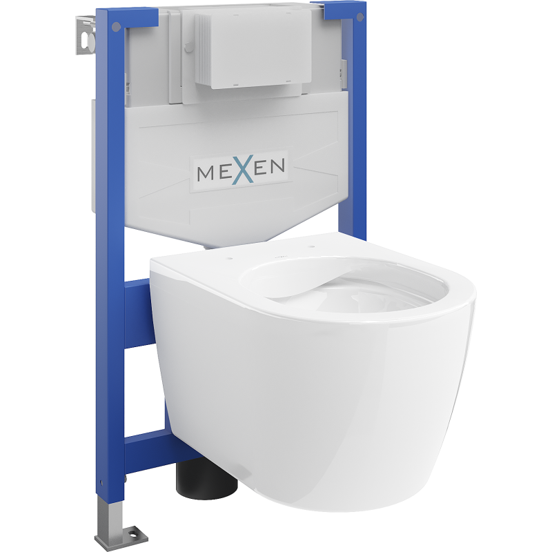 Mexen комплект за стенен монтаж WC стелаж Fenix XS-F с чиния WC Carmen, бял гланц - 6803388XX00