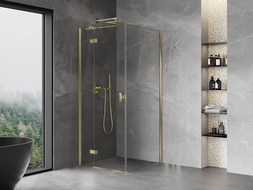 Mexen Mist H T сгъваема лява душ кабина 90 x 90 см, прозрачна, златна - 8A5T-090-090-50-00-L