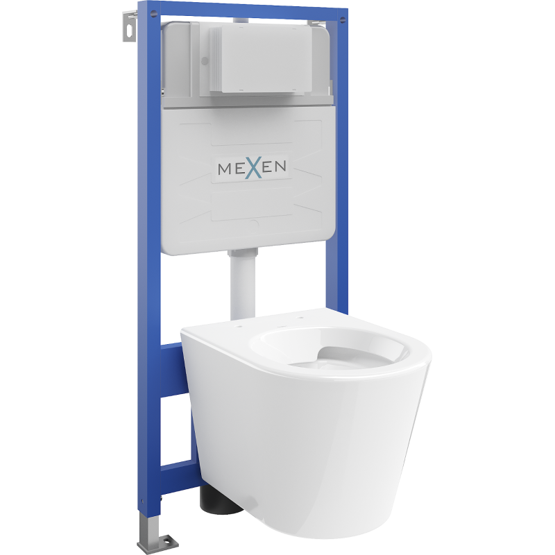 Mexen Rico скрит монтаж WC комплект стелаж Fenix Slim с тоалетна чиния, бял гланц