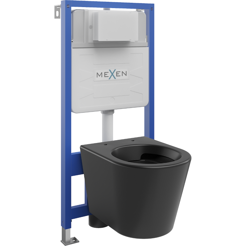 Mexen Rico вграден комплект WC рама Fenix Slim с WC чиния, черен мат - 6103372XX85