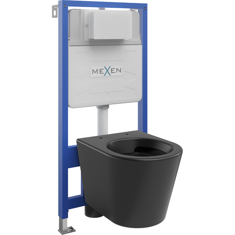 Mexen вграден WC комплект със стойка Fenix Slim и WC чиния Rico, черен мат - 6103372XX85