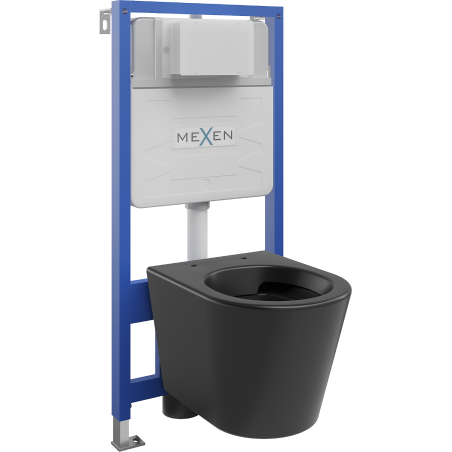 Mexen вграден WC комплект със стойка Fenix Slim и WC чиния Rico, черен мат - 6103372XX85