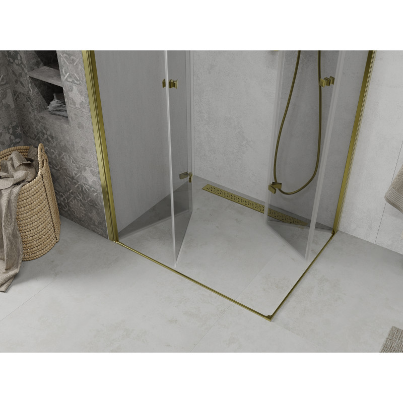 Mexen Lima Душ кабина Duo, сгъваема 80 x 70 см, прозрачна, златна - 856-080-070-50-00-02