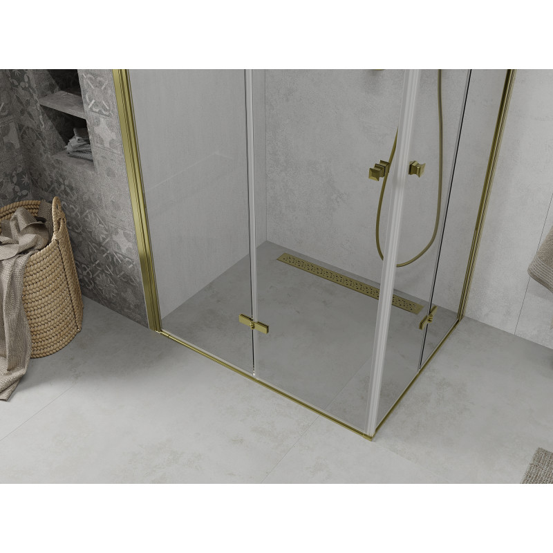Mexen Lima Душ кабина Duo, сгъваема 80 x 70 см, прозрачна, златна - 856-080-070-50-00-02