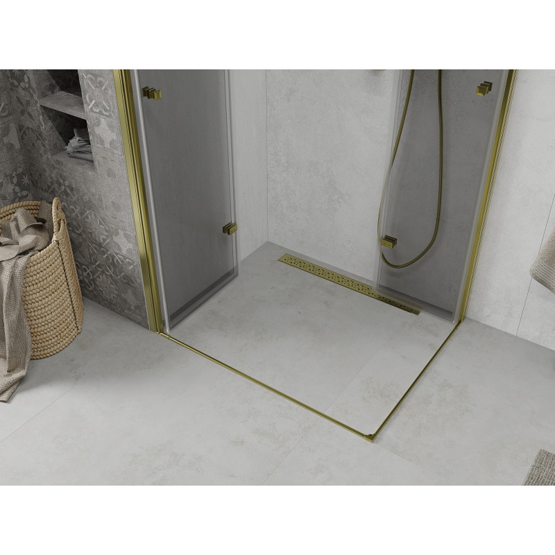 Mexen Lima Душ кабина Duo, сгъваема 80 x 70 см, прозрачна, златна - 856-080-070-50-00-02
