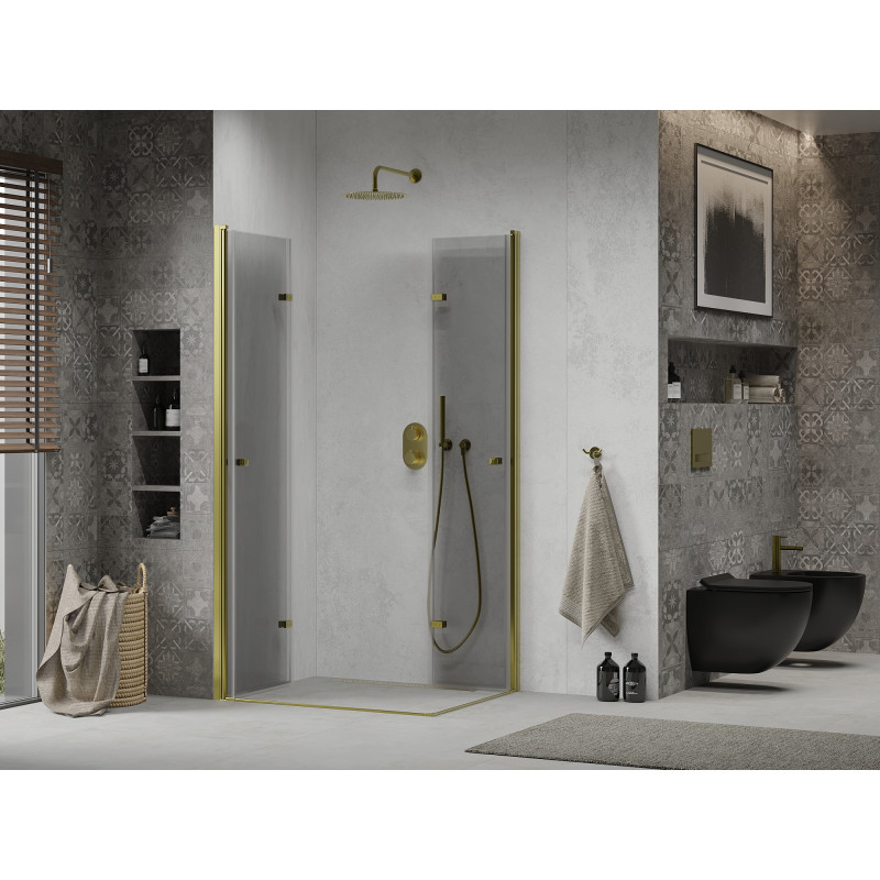 Mexen Lima Душ кабина Duo, сгъваема 80 x 70 см, прозрачна, златна - 856-080-070-50-00-02