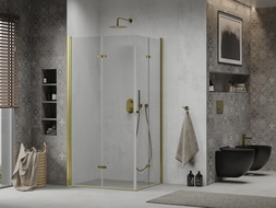 Mexen Lima Duo сгъваема душ кабина 90 x 80 см, прозрачна, златна - 856-090-080-50-00-02