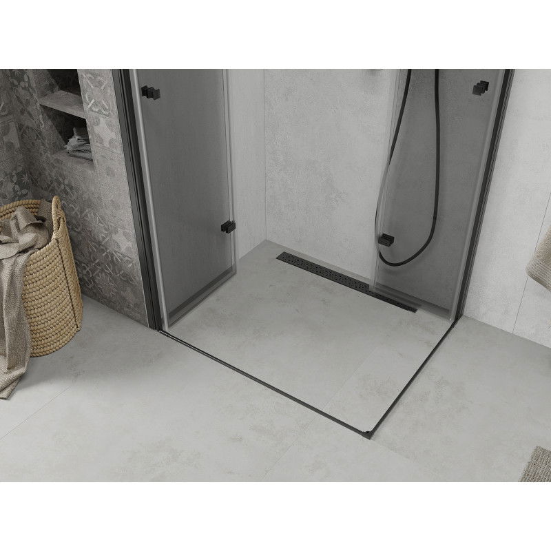 Mexen Lima Duo сгъваема душ кабина 80 x 70 см, прозрачна, черна - 856-080-070-70-00-02
