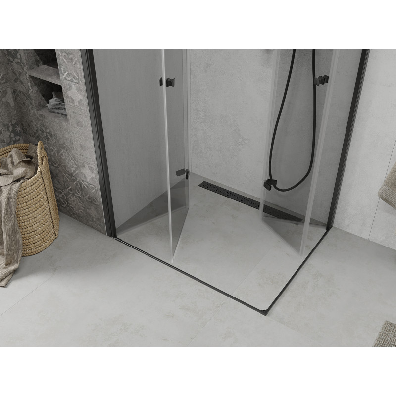 Mexen Lima Душ кабина Duo сгъваема 90 x 80 см, прозрачна, черна - 856-090-080-70-00-02