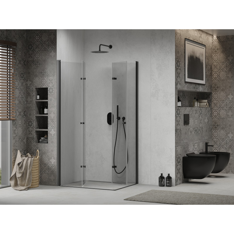 Mexen Lima Душ кабина Duo сгъваема 90 x 80 см, прозрачна, черна - 856-090-080-70-00-02