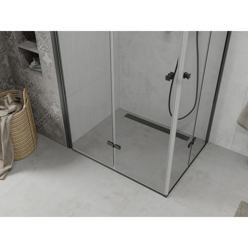 Mexen Lima Душ кабина Duo сгъваема 90 x 80 см, прозрачна, черна - 856-090-080-70-00-02