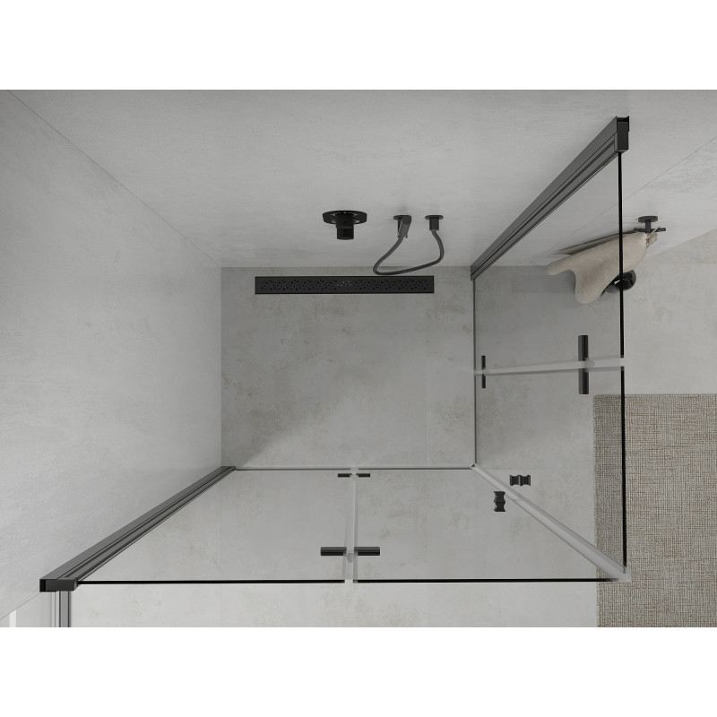 Mexen Lima Душ кабина Duo сгъваема 90 x 80 см, прозрачна, черна - 856-090-080-70-00-02