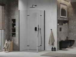 Mexen Lima Duo душ кабина сгъваема 90 x 80 см, прозрачна, черна - 856-090-080-70-00-02