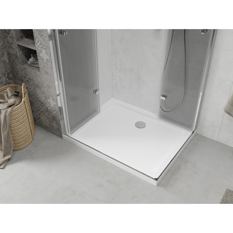 Mexen Lima Duo сгъваема душ кабина 90 x 80 см, прозрачна, хром + корито Flat