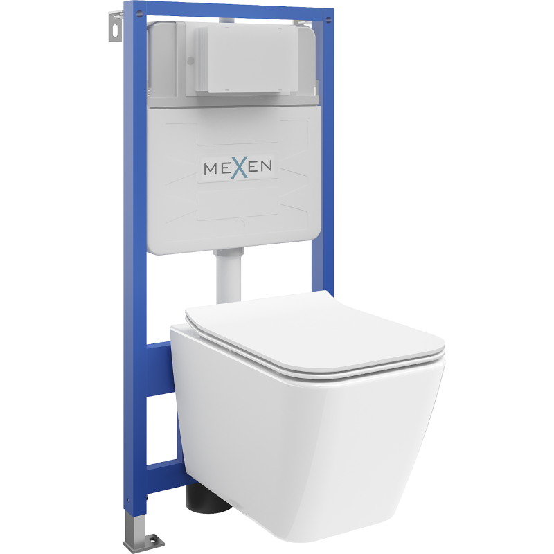 Mexen комплект за вграждане WC структура Fenix Slim с чиния WC Cube и забавнопадащ капак, бял гланц - 61030924000