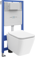Mexen стенов подтиков WC стелаж Fenix Slim с мивка WC Cube и бавно падатна седалка, бял гланц - 61030924000
