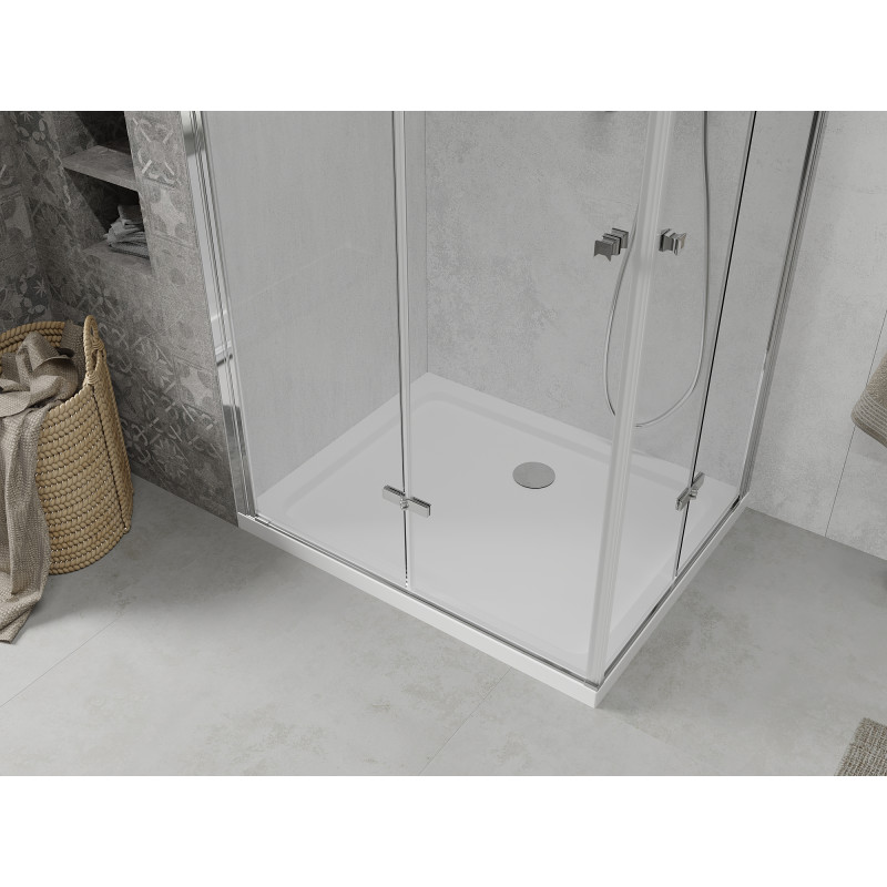 Mexen Lima Двойна сгъваема душ кабина 100 x 90 см, прозрачна, хром + поддушък Flat