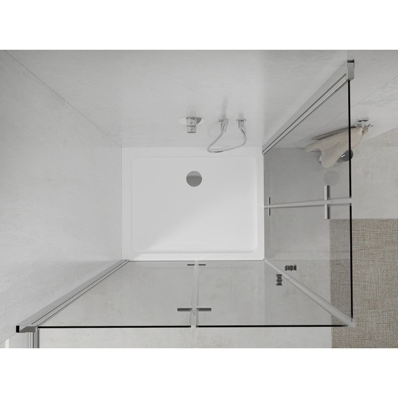 Mexen Lima Двойна сгъваема душ кабина 100 x 90 см, прозрачна, хром + поддушък Flat