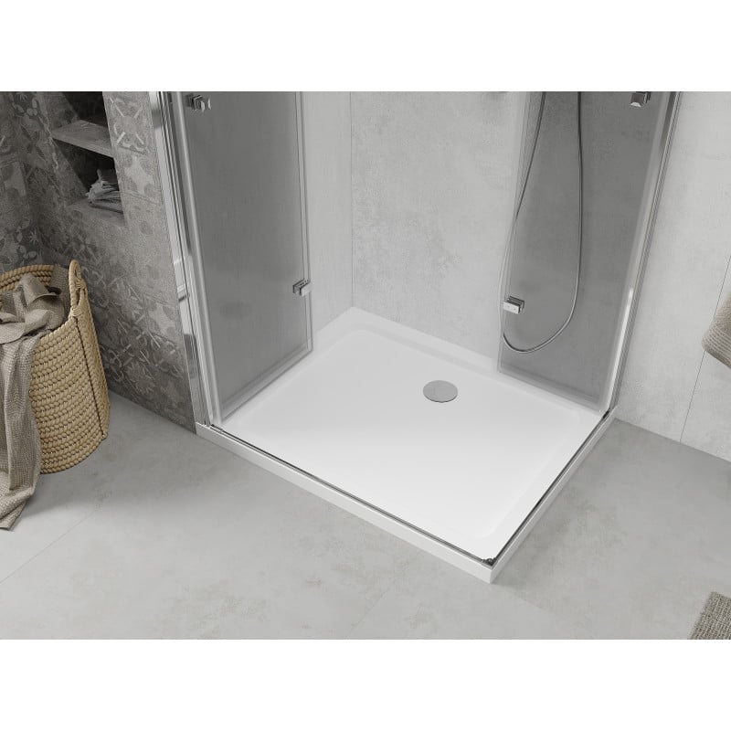 Mexen Lima Двойна сгъваема душ кабина 100 x 90 см, прозрачна, хром + поддушък Flat