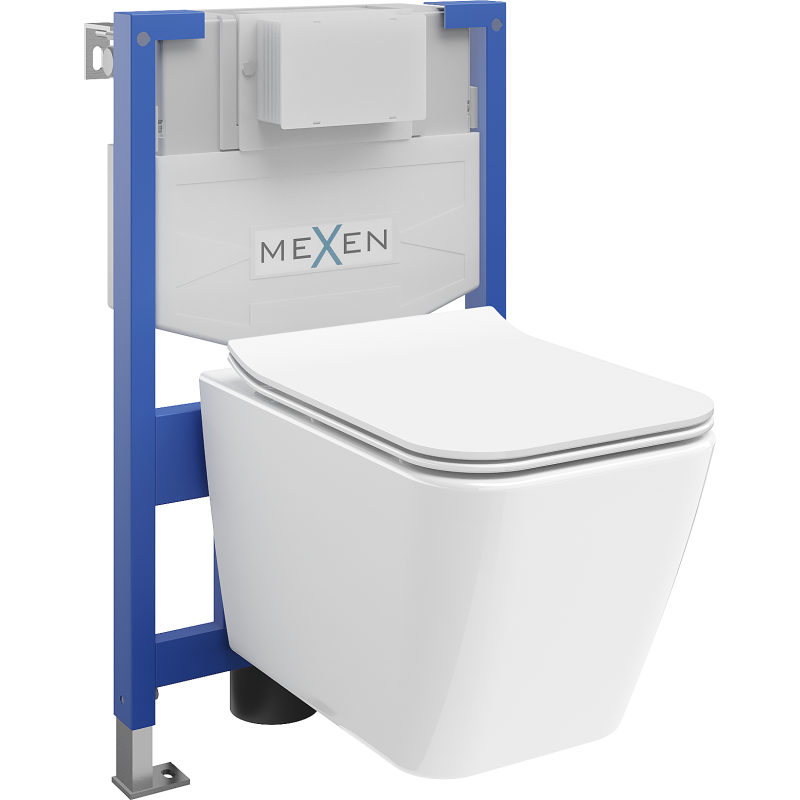 Скрита инсталация за WC Mexen Fenix XS-F с тоалетна чиния Cube и капак с плавно затваряне, бял гланц - 68030924000