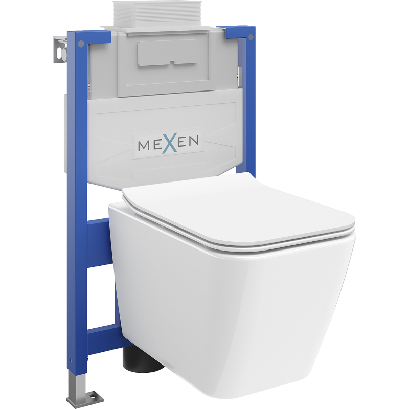Mexen вграден комплект WC рамка Fenix XS-U с WC купа Cube и забавящ се капак, бял гланц - 68530924000