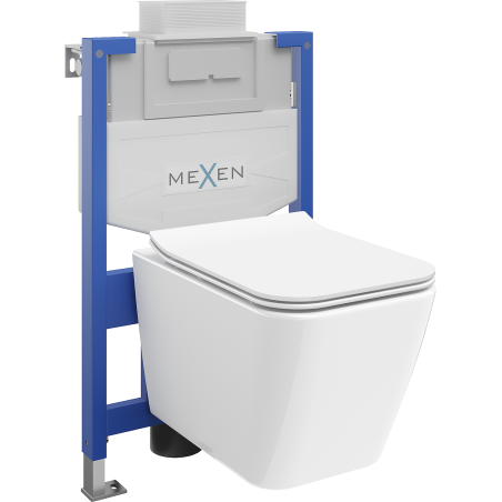 Mexen вграден комплект WC рамка Fenix XS-U с WC купа Cube и забавящ се капак, бял гланц - 68530924000