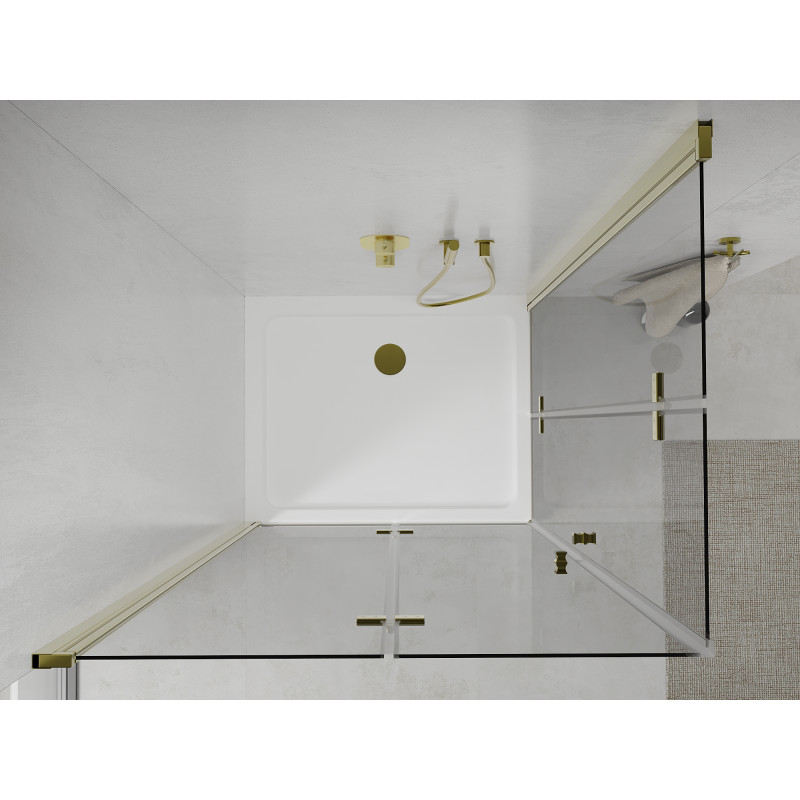 Mexen Lima Сгъваем душ кабина Duo 80 x 70 см, прозрачна, златна + поддушово