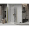 Mexen Lima Duo сгъваема душ кабина 100 x 90 см, прозрачна, златна + корито Flat