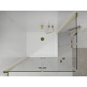 Mexen Lima Duo сгъваема душ кабина 100 x 90 см, прозрачна, златна + корито Flat