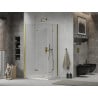 Mexen Lima Duo сгъваема душ кабина 100 x 90 см, прозрачна, златна + корито Flat