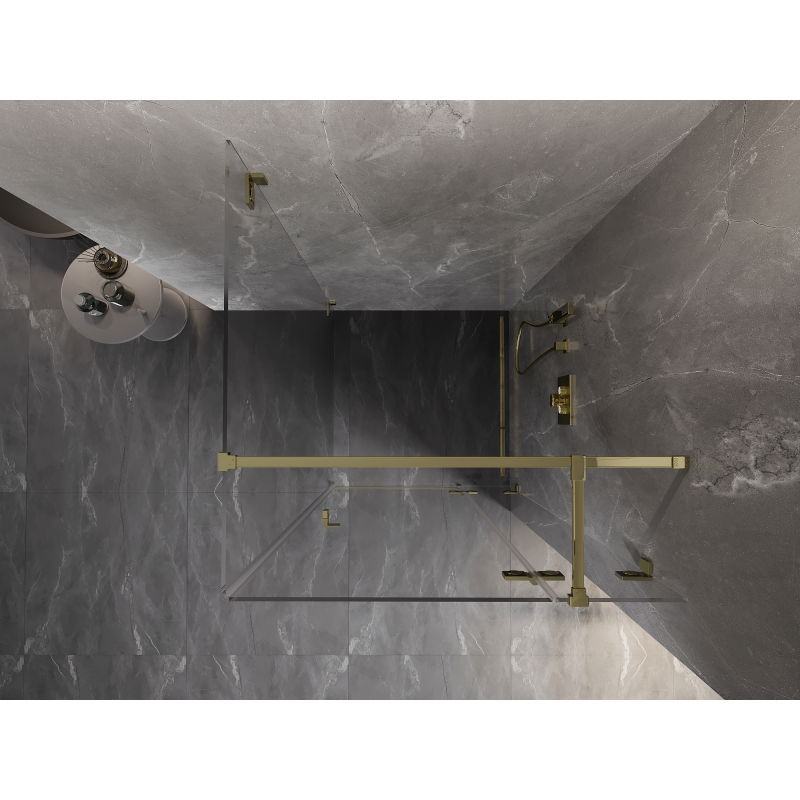Mexen Lunar T душ кабина отваряща се врата дясна 90 x 90 см, прозрачна, златна - 834T-090-090-50-00-P